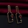 Dangle Ohrringe Retro Metal Wine Flasche Tropfen Gold Farbe hohl geometrische Party -Persönlichkeit Statement einfacher Schmuck #273513