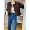 Vestes pour femmes komiyama o-cou tweed femme or single poitrine poitrine chaqueta mujer petit parfum jaquetas jaquetas à manches longues à manches longues