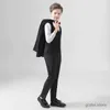 Costume Flower Boys Suit for Weddings Kids Prom Party Party Tuxedo Blazer Blazer Childrens Day Pinao Performance Costume School Uniforme 2-16T