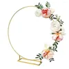 Dekorativa figurer Metall Floral Hoop With Square Stand Golden Craft Round Frame Wreath Holder Ornament Ring Diy Decor