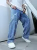 Graffiti Printing Jeans Mens Gradient Gradient Hip Hop pantalon Harem Cartoon Loose Casual Ankle Banded Pants Cargo Denim for Men 240415