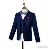 Suits Flower Boys Wedding Suit Children Birhtday Photograph Dress Kids Fromal Blazer Set School Child Graduation Performance Costume