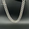 Dimensioni personalizzate da 12 mm collana di moissanite con collana d'argento da 925 in argento16-24 pollici ghiacciate a catena cubana a catena cubana hip hop gioielli