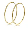 Damesmeisjes gladde hoepel oorbellen 18k geel goud gevuld grote grote cirkel knuffels oorbellen 40 mm diameter5109395
