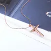 Pendant Necklaces MxGxFam Cross Pendants Necklace For Women Regligious Christian Jewelry Rose Gold Color No Stone 45cm Chain