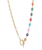 Chaines 2021 Vintage Colorful Eye Paperclip Chain Chain Collier Femmes Simple Toggle Clasp Mix pour bijoux Gift3117361