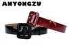 Cinture a catena in vita Anyongzu designer marchio Donne Wamge Genuine Cowfide Belt Bright Black Black di alta qualità Donna Cinture per la vita Abiti 100 cm*4.7Cml240416