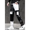 Jeans masculinos Black and White Contrast Color Impressa Stitching Men2024 Slim Fit Small reta Personalidade Motocicleta Calça