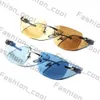 Photochromic Vintage Rimless Sunglasses Men Luxury Carter Glasses Big Square Sunnies for Driving and Fishing Retro Style Shades Wood and Buffalo Horn Temple 121