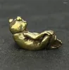 Decorative Figurines Copper Statue Collection Chinese Brass Carved Animal Lovely Frog Lying Exquisite Small Statues