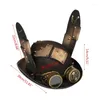 Berets Steampunk Männer Hut mit Schutzbrille Gay Top Bowler Halloween Devil Horn Carnival Nachtclub