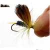 12 pièces / set Fly Fishing Lure Simation Flies Baits Set Dry / Wet Tackle Feather Lures Carpe Appât Drop Livraison DHVRF