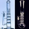 Hohe dicke Bong Shisha Gerade Rohrglaswasserleitungen Shisha Öl Rigs Triple Perc Heady Bongs Rohrbubbler leuchten nachts