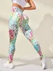 Pantalons de sport à cravate imprime 3D Femmes Samers Leggings High Taist Fitness Push Up Leggings Gym Vêtements Collages d'entraînement 240409