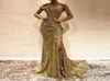 Stunning Gold Mermaid Prom Dress Leg Split Women Evening Party Wear maxi Gowns Custom Made Sequins Sexual Lady Graduation Prom Dre9617360