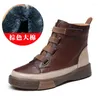 Casual Shoes Fashion Leather Women Flat 2024 Winter Women's Platform Boots Flats Ladies Obuv