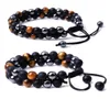 Cadeia de link Tiger Eye Black Obsidian Hematite Tream 8 mm Stone Crystal Beads Good Luck Triple Protection Bracelet Men039S L3656294