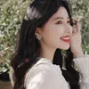 Boucles d'oreilles en peluche 2024 Fashion coréenne surdimensionnée de perle blanche goutte à perle pour les femmes Bohemian Golden Round Wedding Bijoux Gift