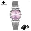 Orologi da polso 2024 marchio di moda wwoor Ladies orologi di lussuoso diamante rosa in oro oro di veste di bracciale abito elegante per ragazze montre femme