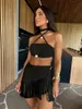 2024 Summer Two Piece Jupe Ensembles sexy sans manches courte du bandel