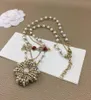 2020 Brand Fashion Jewelry Women Vintage Pearls Chain Big Flower Pendants Red Crystal Necklace Party Fine Fashion Jewelry2230670