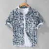 Men's Casual Shirts Summer Mens Hawaiian Shirt Short Sleeve Number Block Designer Clothes Men Button Down Beach Hawaii Aloha