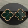 Designer örhänge Vintage Four Leaf Clover Charm Stud Earrings Back Mother of Pearl Rostfritt stål Guldstänger Agat för kvinnor Bröllopsmycken perfekt