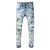 Jeans Amirir Mens Dames Designer Jeans Trend Hole gescheurde Biker Slim Rechte denim voor Men S Print Mens Dames Casual Self Tultivation Trousers