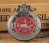Gray Red Fire Fighter Symbol Carving Pocket Watch Steampunk Firefighter Cover Quartz Watches Fireman Pendant Necklace Chain8887215