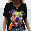 Vintage Skull 3D Printed Womens T Shirt Casual Vneck Kort ärm Blusar Summer Trend Harajuku Pullover Loose Tops Funny Tee 240416