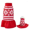 Dog Apparel Christmas Dress Pet Print Skirt Two-legged Clothes Cat Costume For Daily Wear Holiday