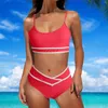 Maillots de bain pour femmes allaitements allaitements maillot de bain High Waited Bikini ensemble Sporty 2 Swimsuit coupé côtelé pour les adolescentes