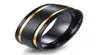 Whole Mens Black Gold Stainless Steel Wedding Band Rings Anniversary Gift70874007538067