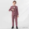 Pakken Kinderen Wit roze jas Vestbroek Bowtie 4ps Piano feestjurk Kinderceremonie Fotofoto Pak Flower Boys Performance kostuum