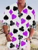 Mäns casual skjortor Spring/Summer Mens Poker Graffiti Shirt Fashion Trend Högkvalitativ mjuk och bekväm tyg Polo Neck Plus Size 24416