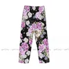 Ropa de dormir para hombres Pajama casual Pantalones para dormir Skull and Peony Roses Lounge pantalones sueltos