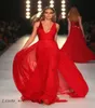 Sexiga röda aftonklänningar Designer Deep V Neck Long Chiffon Aftonklänningar Vestidos de Fiesta2345627