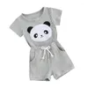 Clothing Sets Toddler Baby Boy Shorts Set Short Sleeve Crew Neck Embroidery Panda T-shirt With 2-pieces Summer Outfit