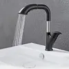 Bathroom Sink Faucets Tianview Black Pull-out Basin Faucet Cold And Brass Body Washbasin Shower Water Column
