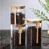 Storage Bottles Glass Jar With Bamboo Lid & Spoon Food Kitchen Orgainzation