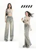 Frauen Jeans Y2K Wide Bein 2000er Jahre Baggy Jeanshose Mode Vintage Casual Hosen Frauen High Street Retro Taille gerade