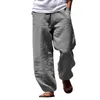 Herr bomullshampbyxor Elastisk midja Löst dragkammare Summer Beach Pants Herren Rak jogging Yoga Pants Man Streetwear 240401