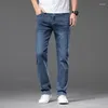 Mäns jeans 2024 Summer Thin Elastic midja Löst rak bekväma casual denim Pants Märke byxor plus storlek 40 42