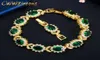 Bracciale a foglie di zirconia cubica verde ovale in pietra gialla in oro in oro braccialetto per donne africano Dubai Bridal Party Gioielli CB205 2107146011051