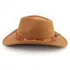 Berets Western Cowboy Hat Wide Bim Mens Peach Heart Top Filz Fedora Hats Frauen Cowgirl Chapeau Party Freizeitkappe Sombreros de Mujer