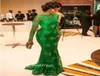 Ny ankomst grön färg trumpet sjöjungfru hög hals långa rena ärmar applikation golvlängd aftonklänning kvinnor klänningar2621576
