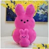 Party Favor 25 cm 15cm Peeps P Bunny Rabbit Peep Easter Toys Simation fylld Animal Doll för barn barn mjuka kudde gåvor gir drop otm5i