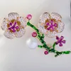 Brooches Elegant Color Enamel For Women Luxury Micro-inlaid Zircon Rose Dandelion Corsage Clothing Accessories Pins Female Gift