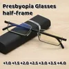 Sunglasses 2024 Anti Blue Light Reading Eyewear Fashion Half Frame Presbyopia Glasses For Men And Women Portable Box Eyeglasses