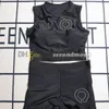 Round Neck Sport Vest Letters Webbing Crop Top Elastische Taille Gym Shorts Lente zomerspoorpak